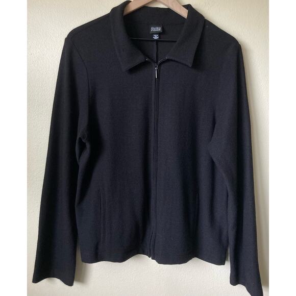 Eileen Fisher Jackets & Blazers - Eileen Fisher 100% Wool Zip Up Jacket Large in Black